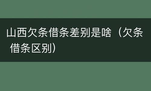 山西欠条借条差别是啥（欠条 借条区别）