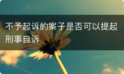 不予起诉的案子是否可以提起刑事自诉