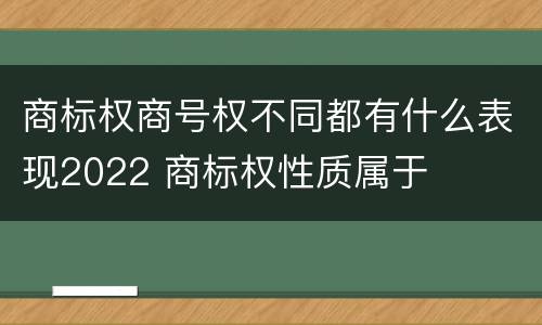 商标权商号权不同都有什么表现2022 商标权性质属于