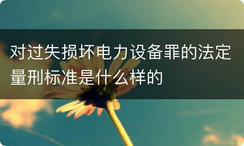 对过失损坏电力设备罪的法定量刑标准是什么样的