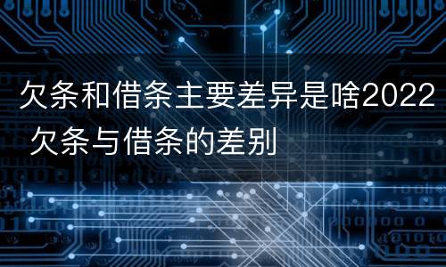欠条和借条主要差异是啥2022 欠条与借条的差别