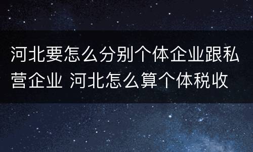 河北要怎么分别个体企业跟私营企业 河北怎么算个体税收