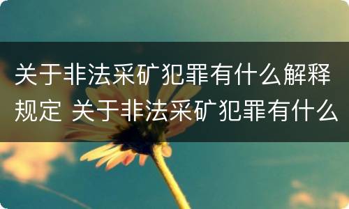 关于非法采矿犯罪有什么解释规定 关于非法采矿犯罪有什么解释规定吗