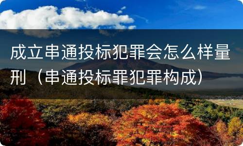 成立串通投标犯罪会怎么样量刑（串通投标罪犯罪构成）
