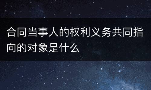 合同当事人的权利义务共同指向的对象是什么