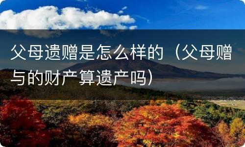 父母遗赠是怎么样的（父母赠与的财产算遗产吗）