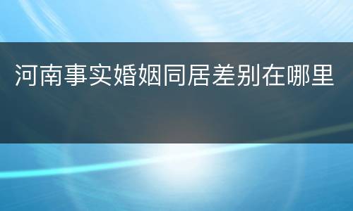 河南事实婚姻同居差别在哪里