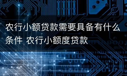 农行小额贷款需要具备有什么条件 农行小额度贷款