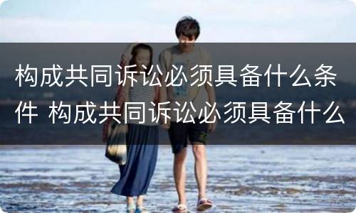 构成共同诉讼必须具备什么条件 构成共同诉讼必须具备什么条件呢