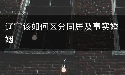 辽宁该如何区分同居及事实婚姻