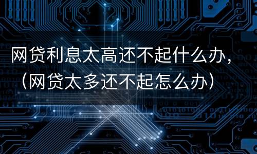 网贷利息太高还不起什么办，（网贷太多还不起怎么办）