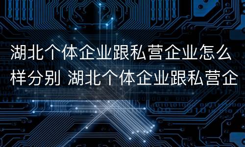 湖北个体企业跟私营企业怎么样分别 湖北个体企业跟私营企业怎么样分别交税