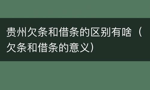贵州欠条和借条的区别有啥（欠条和借条的意义）