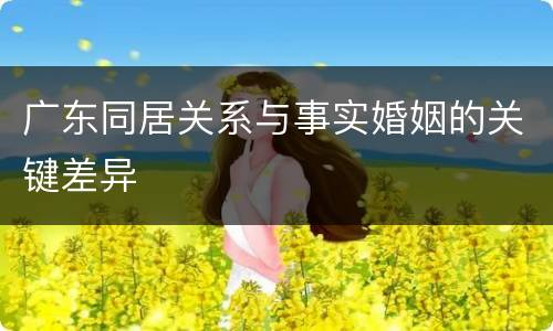 广东同居关系与事实婚姻的关键差异