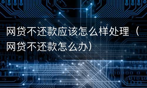 网贷不还款应该怎么样处理（网贷不还款怎么办）