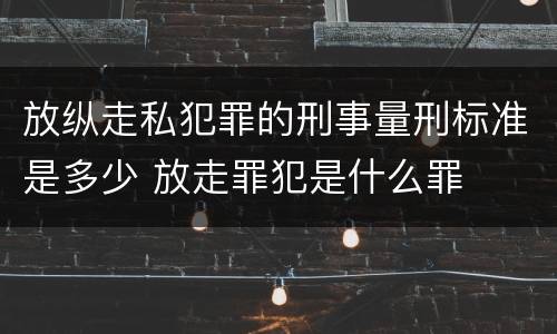 放纵走私犯罪的刑事量刑标准是多少 放走罪犯是什么罪