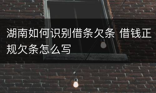 湖南如何识别借条欠条 借钱正规欠条怎么写