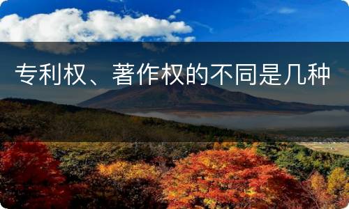 专利权、著作权的不同是几种