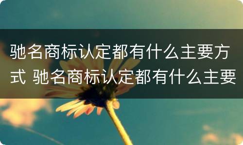 驰名商标认定都有什么主要方式 驰名商标认定都有什么主要方式呢