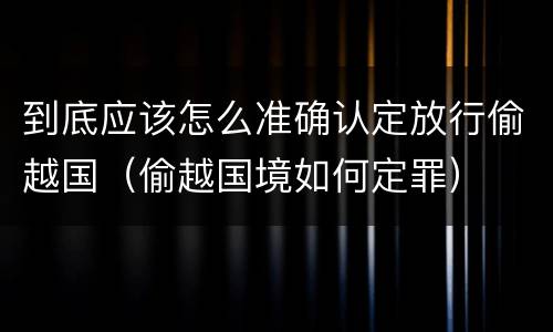 到底应该怎么准确认定放行偷越国（偷越国境如何定罪）