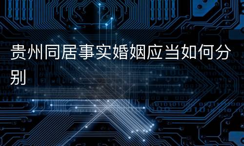 贵州同居事实婚姻应当如何分别