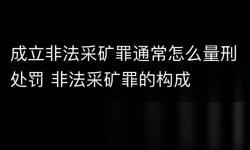 成立非法采矿罪通常怎么量刑处罚 非法采矿罪的构成
