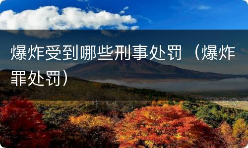 爆炸受到哪些刑事处罚（爆炸罪处罚）