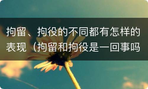 拘留、拘役的不同都有怎样的表现（拘留和拘役是一回事吗）
