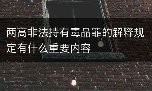 两高非法持有毒品罪的解释规定有什么重要内容
