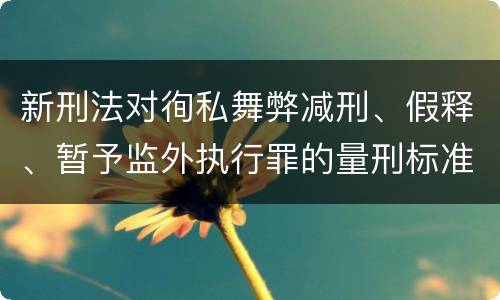 新刑法对徇私舞弊减刑、假释、暂予监外执行罪的量刑标准有哪些