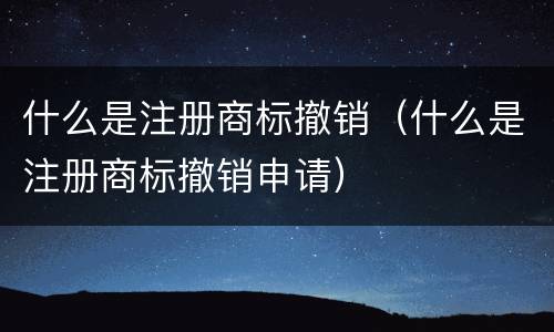 什么是注册商标撤销（什么是注册商标撤销申请）