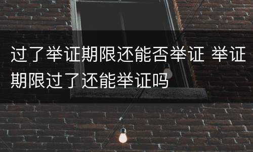 过了举证期限还能否举证 举证期限过了还能举证吗