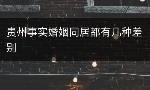 贵州事实婚姻同居都有几种差别