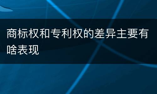 商标权和专利权的差异主要有啥表现