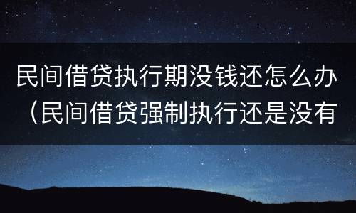 民间借贷执行期没钱还怎么办（民间借贷强制执行还是没有钱还怎么办?）