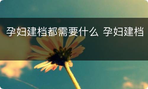 孕妇建档都需要什么 孕妇建档