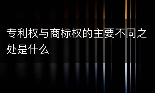 专利权与商标权的主要不同之处是什么