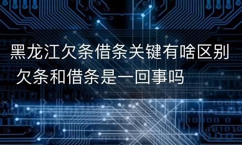 黑龙江欠条借条关键有啥区别 欠条和借条是一回事吗