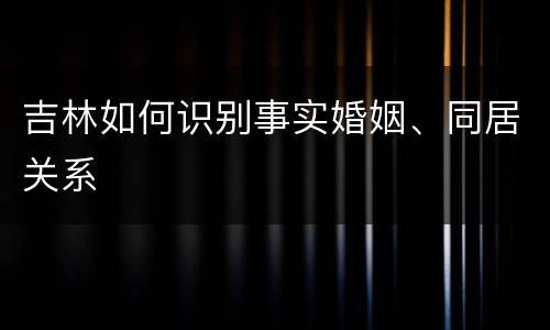 吉林如何识别事实婚姻、同居关系
