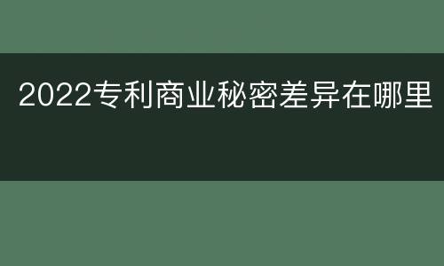 2022专利商业秘密差异在哪里
