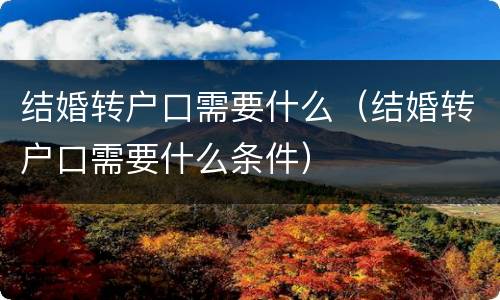 结婚转户口需要什么（结婚转户口需要什么条件）