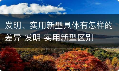 发明、实用新型具体有怎样的差异 发明 实用新型区别