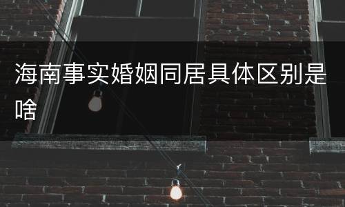 海南事实婚姻同居具体区别是啥