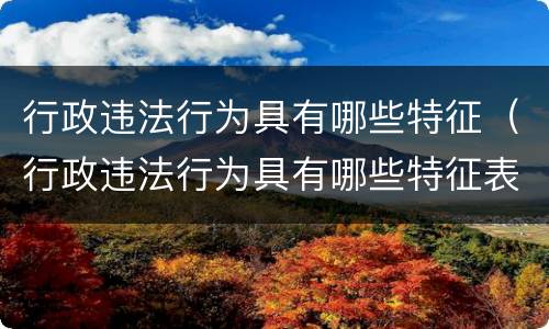 行政违法行为具有哪些特征（行政违法行为具有哪些特征表现）