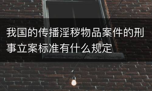 我国的传播淫秽物品案件的刑事立案标准有什么规定