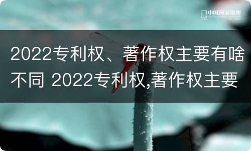 2022专利权、著作权主要有啥不同 2022专利权,著作权主要有啥不同呢
