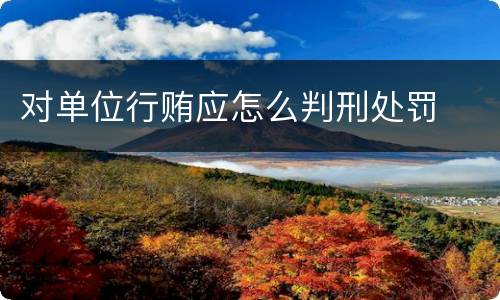 对单位行贿应怎么判刑处罚