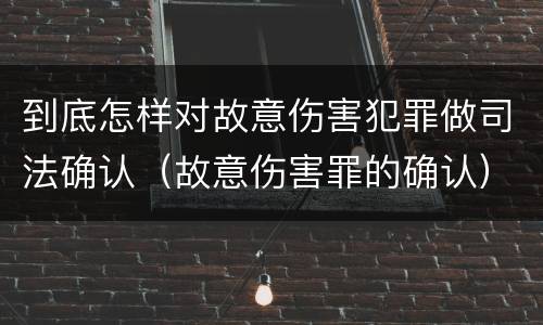 到底怎样对故意伤害犯罪做司法确认（故意伤害罪的确认）