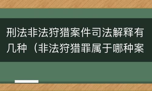 刑法非法狩猎案件司法解释有几种（非法狩猎罪属于哪种案件类型）