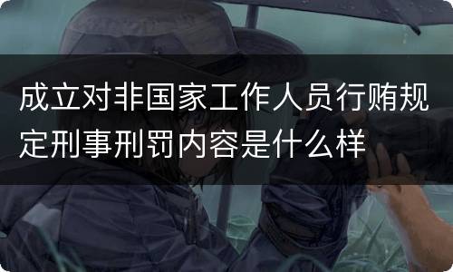 成立对非国家工作人员行贿规定刑事刑罚内容是什么样